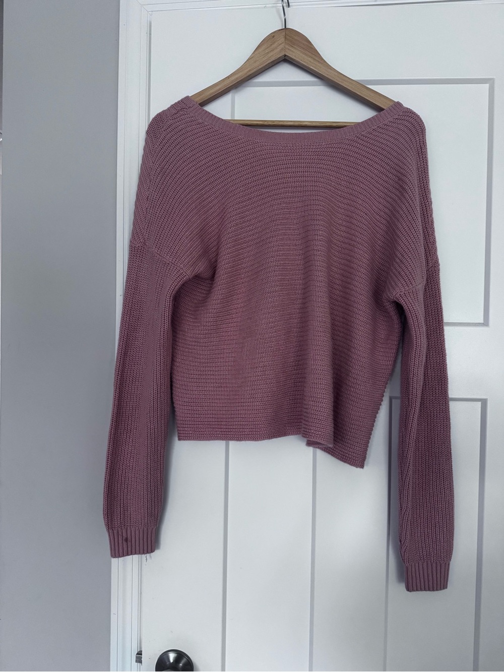 Hollister Mauve Off-the-Shoulder Knit Sweater